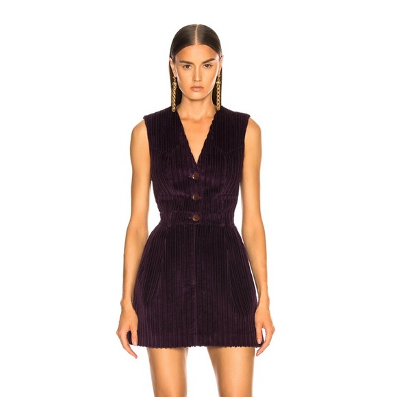 Altuzarra “Carter” corduroy dress royal purple size FR 42 but fits like US 2/4 - Picture 4 of 10